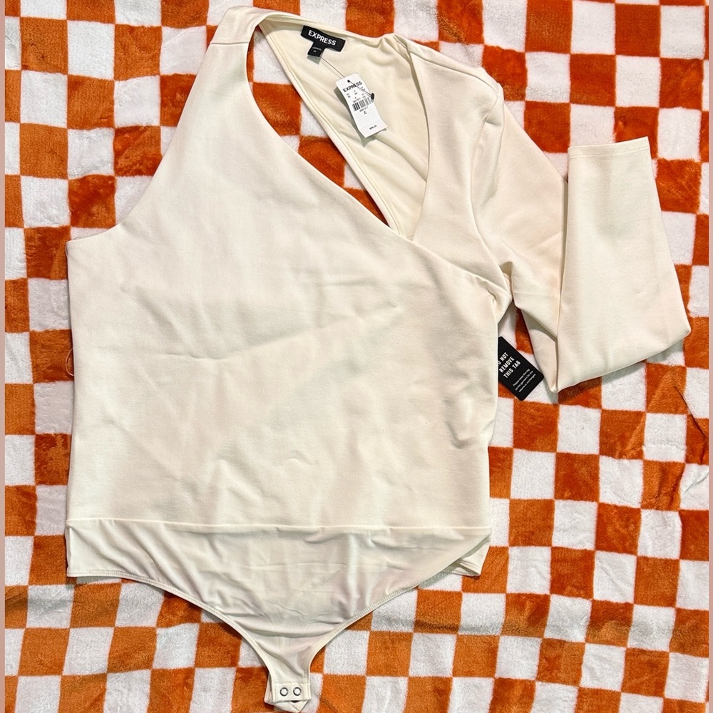 Express Ivory Asymmetric Bodysuit